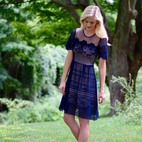 Navy Short Sleeve Dress - Picture 7 of 7